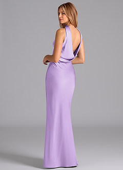 Azazie Lusinda Bridesmaid Dresses Lilac Mermaid Strapless Stretch Satin Dress image2