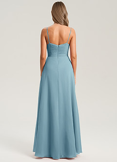 Azazie Terese Brautjungfernkleider A-Linie Plissee Chiffon Kleid Stimmungsvolles Blau image2