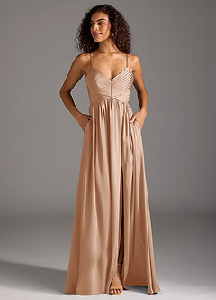 Azazie Alia Bridesmaid Dresses English Rose A-Line Pleated Stretch Satin Dress image7