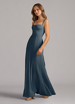 Azazie Amaris Bridesmaid Dresses Twilight A-Line Corset Stretch Satin Dress image4