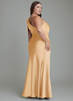 Azazie Yuanna Bridesmaid Dresses Gold Mermaid One Shoulder Stretch Satin Dress image9