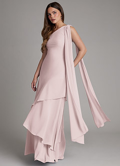Azazie Monique Brautjungfernkleider A-Linie One-Shoulder Chiffon Kleid Zartrosa image4
