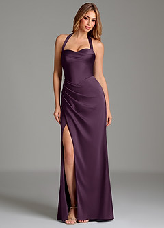 Azazie Serenity Bridesmaid Dresses Plum Mermaid Sweetheart Neckline Stretch Satin Dress image3