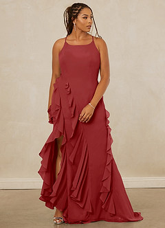 Christian Siriano Bridal for Azazie 1006 Brautjungfernkleider Meerjungfrau-Linie Gestreift Chiffon Kleid Rost image10