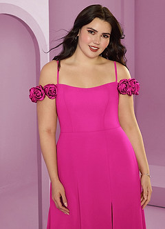 Barbie ♥ Azazie Bridesmaid Dresses Barbie Pink A-Line Off the Shoulder Chiffon Convertible Dress image16
