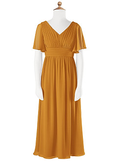 Azazie Temeka Junior Butterscotch A-Line Pleated Chiffon Dress image5