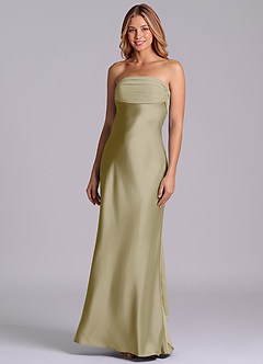 Azazie Ailanie Brudtärnklänningar Klä av Tubklänning i Stretch Satin Axelbandslös Mossgrön image1