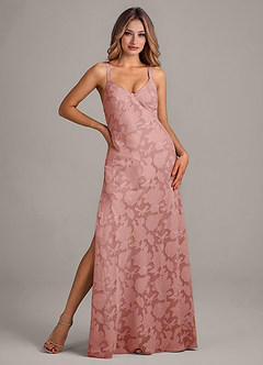 Azazie Aliza Bridesmaid Dresses Rosette A-Line Floral Burnout Dress image1
