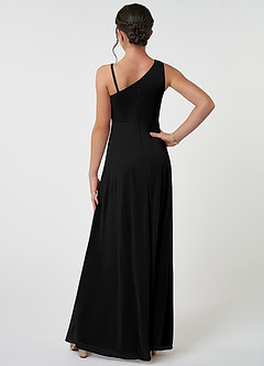 Azazie Brooke Junior Abito A-Line in Maglia Plissettato Nero image2