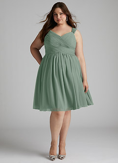Azazie Angie Bridesmaid Dresses Silver Sage A-Line Corset Chiffon Dress image11