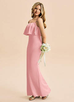 Azazie Galene Junior Powder Pink Mermaid Stretch Satin Dress image1