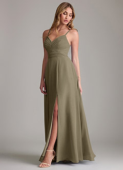 Azazie Terese Bridesmaid Dresses Willow Green A-Line Pleated Chiffon Dress image4