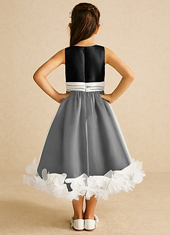 Azazie Stardust Flower Girl Dresses Black A-Line Sleeveless Organza Dress image4
