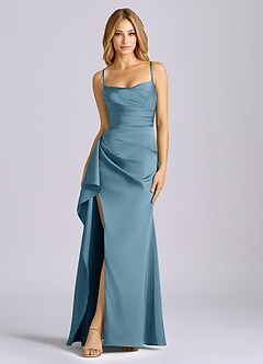 Azazie Sarai Bridesmaid Dresses Bermuda Sheath Corset Stretch Satin Dress image3