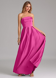 Azazie Lucienne Brautjungfernkleider Wandelbar A-Linie Schulterfrei Stretch-Satin Kleid Fuchsia image5