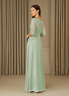 Azazie Dorella Abiti per la Madre della Sposa Abito A-Line in Chiffon Pizzo Verde Salvia image4