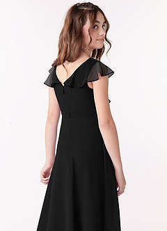 Azazie Posie Junior A-Linie Gestreift Chiffon Kleid Schwarz image5