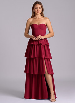 Azazie Faye Bridesmaid Dresses Burgundy A-Line Sweetheart Neckline Chiffon Dress image6