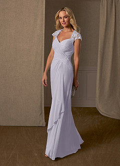 Azazie Birdie Mother of the Bride Dresses Fog A-Line Queen Anne Sequins Chiffon Dress image12