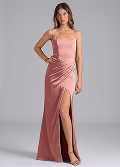 Azazie Donielle Bridesmaid Dresses Rosette Mermaid Corset Stretch Satin Dress image1