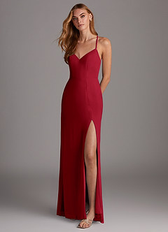 Azazie Manila Bridesmaid Dresses Scarlet Sheath V-Neck Chiffon Dress image3