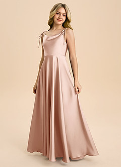 Azazie Popsy Junior Robe Trapèze en Satin extensible Arc Or Rose image6