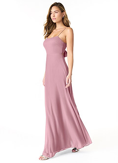 Azazie Rae Final Sale Vintage Mauve A-Line Bow Mesh Dress image4
