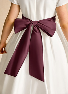 Azazie Deary Flower Girl Dresses Ivory Cabernet A-Line Bow Cotton Dress image8