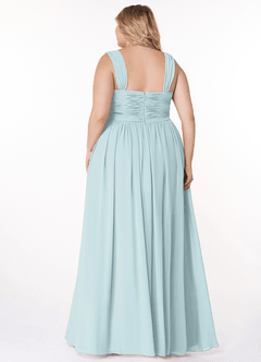 Azazie Zapheira Bridesmaid Dresses Mist A-Line Ruched Chiffon Dress image8