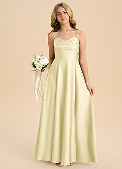 Azazie Bear Junior Abito A-Line in Raso Elasticizzato Scollo a Cuore Sorbetto Al Limone image7