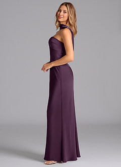 Azazie Lusinda Bridesmaid Dresses Plum Mermaid Strapless Stretch Satin Dress image5
