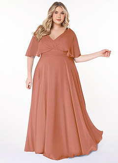 Azazie Pamela Bridesmaid Dresses MAI TAI A-Line V-Neck Pleated Chiffon Dress image8