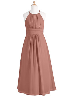 Azazie Bonnie Junior Cedar Rose A-Line Pleated Chiffon Dress image5