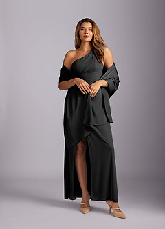 front Azazie Aleena Stretch Satin Shawl