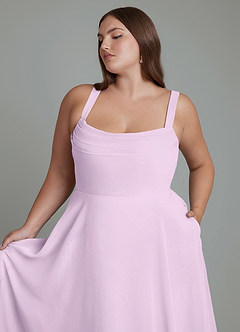 Azazie Shaude Bridesmaid Dresses Frosted Lilac A-Line Pleated Chiffon Dress image11