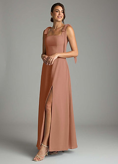 Azazie Debra Bridesmaid Dresses Bronzer A-Line with Pockets Chiffon Convertible Dress image8