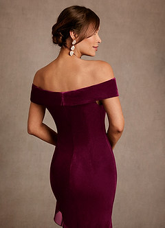 Azazie Billings Kleider für die Brautmutter Meerjungfrau-Linie Schulterfrei Samt Kleid Cabernetrot image6