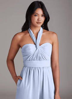 Azazie Lamara Robes de demoiselle d'honneur Combinaison Convertible en Mousseline de soie Épaule décolletée Eis image9