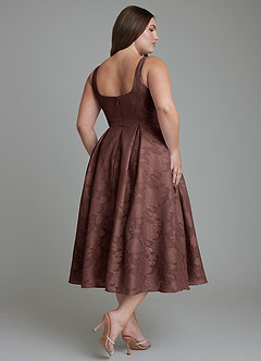 Azazie Amalie Bridesmaid Dresses Espresso A-Line Pleated Floral Burnout Dress image11