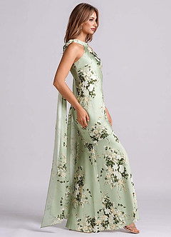 Azazie Kinsley Bridesmaid Dresses Floral Vines Mermaid Side Slit Stretch Satin Dress image4