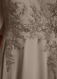 Azazie Tilda Mother of the Bride Dresses Taupe A-Line Lace Chiffon Dress image6