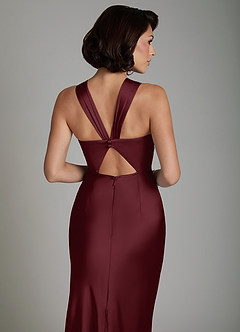 Azazie Zaria Bridesmaid Dresses Cabernet Mermaid Sweetheart Neckline Stretch Satin Dress image4
