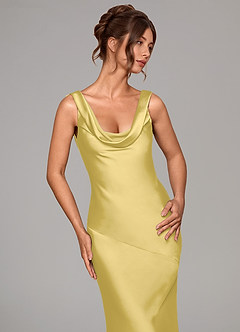 Azazie Rylina Robes de demoiselle d'honneur Robe Sirène en Satin extensible Canari image7