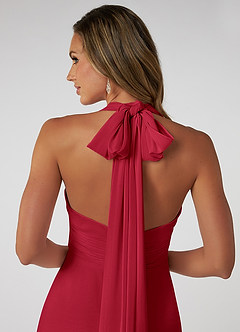 Azazie Fifi Brautjungfernkleider Wandelbar A-Linie Schulterfrei Chiffon Kleid Scharlachrot image4