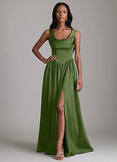 Azazie Novi Bridesmaid Dresses Juniper A-Line with Pockets Stretch Satin Dress image1