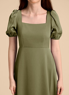 Azazie Briar Junior Robe Trapèze en Satin extensible Arc Pistache image8