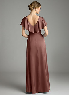 Azazie Lainey Bridesmaid Dresses Espresso A-Line with Pockets Stretch Satin Dress image7