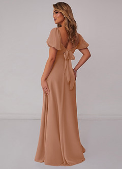 Barbie ♥ Azazie Jurken voor bruidsmeisjes Jurk van Chiffon met A-Lijn Geplooid Champagne Roos image2