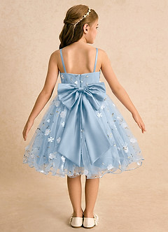 Azazie Junebug Robe Demoiselle D'honneur Fillette Robe Princesse en Tulle Bretelles spaghetti Poudre Bleue image1