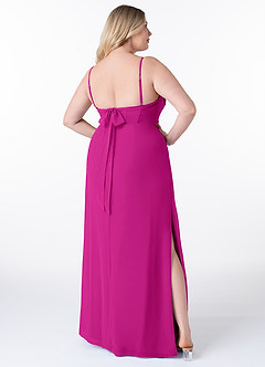 Azazie Mai Bridesmaid Dresses Fuchsia Sheath Pleated Chiffon Dress image9